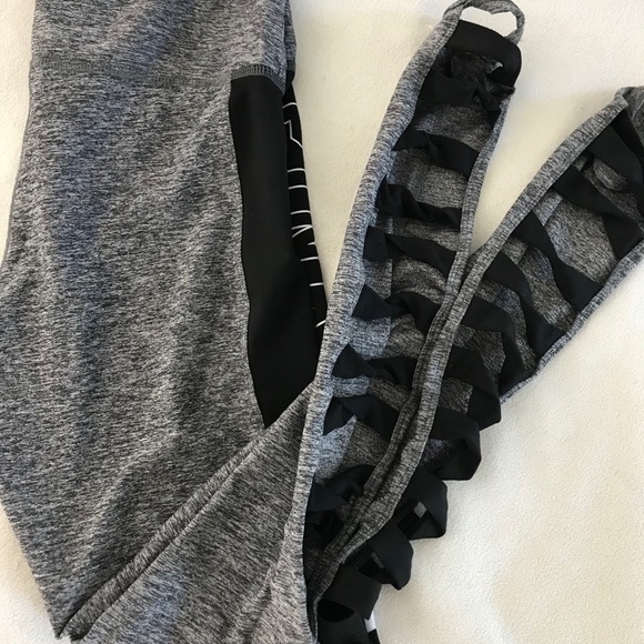 PINK Victoria's Secret Pants - Gray & Black - Gym Pants w/ Leg Slits